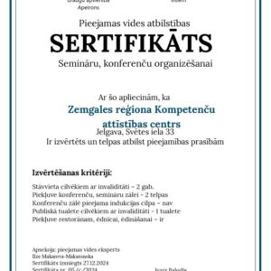 Photo 1 - Zemgales reģiona kompetenču attīstības centram piešķirts Pieejamas vides atbilstības sertifikāts